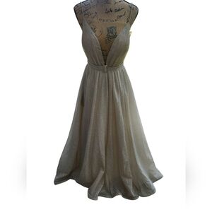 Milla Gold Sparkle Formal Maxi Dress Gown Size M